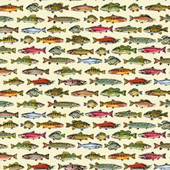 Qt Fabrics The Lure Of Fishin, 2600 32126 E, Buttercream,