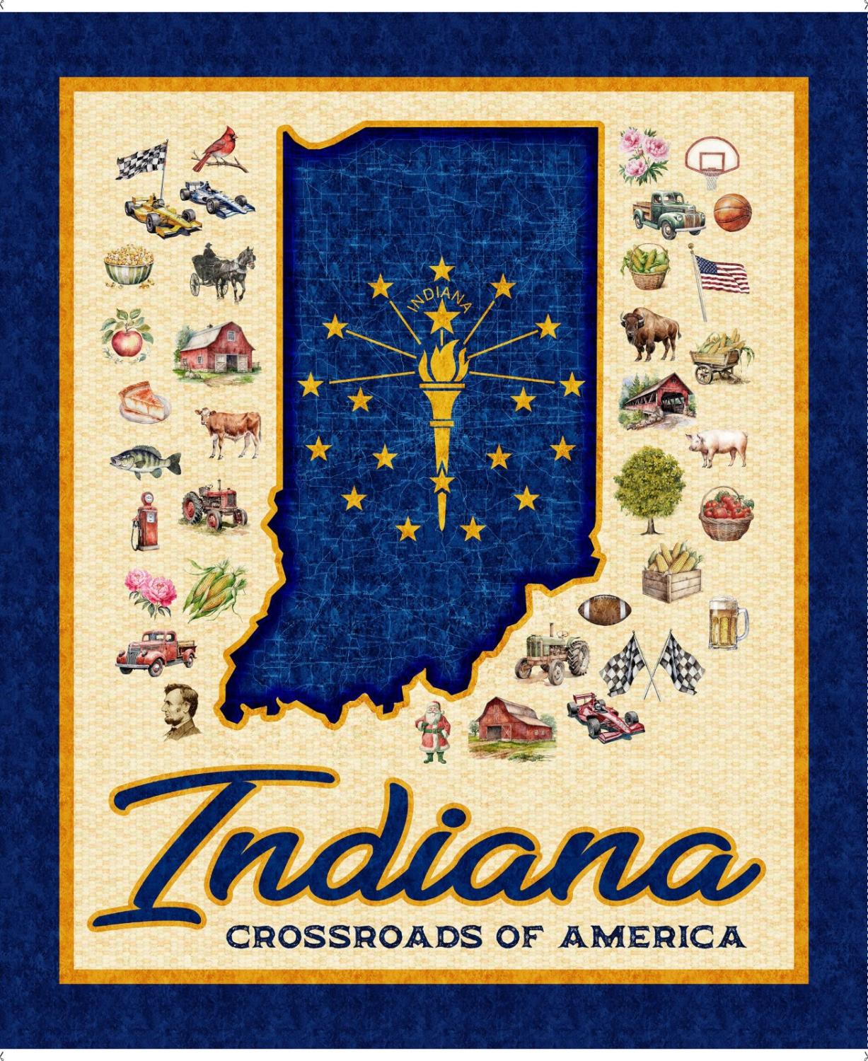 Quilting Treasures, All Indiana Shop Hop 2025, 2600-31105-X, Multi