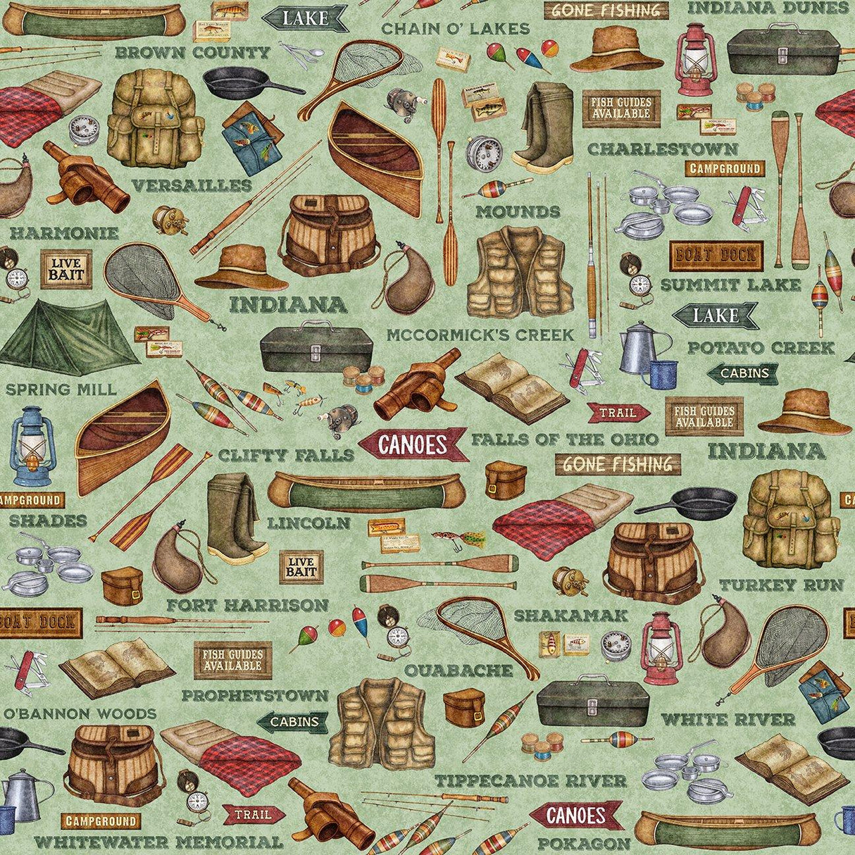 Quilting Treasures, All Indiana Shop Hop 2031, 2600-31108-H, Sage