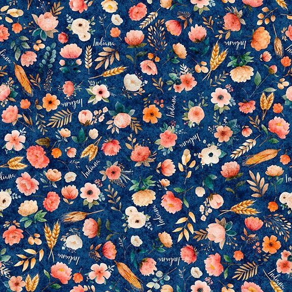 Quilting Treasures, In Shop Hop 2026, 2600-32027-N, Navy, Flowers