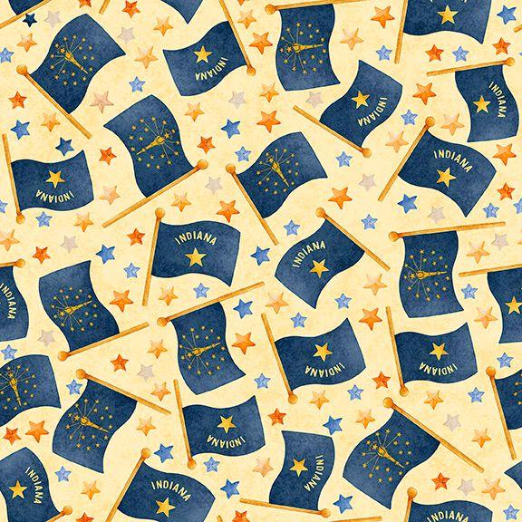 Quilting Treasures, In Shop Hop 2026, 2600-32029-S, Butter, Indiana Flags