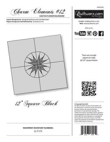 Quiltworx, Charm Element #12 Catcus Flower Blossom, JNQ6X6004