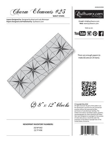Quiltworx, Charm Element #23 Wavy Stars, JNQ8WAVE006