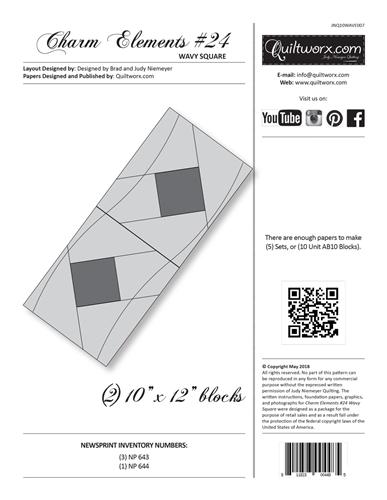 Quiltworx, Charm Element #24 Wavy Square, JNQ10WAVE007