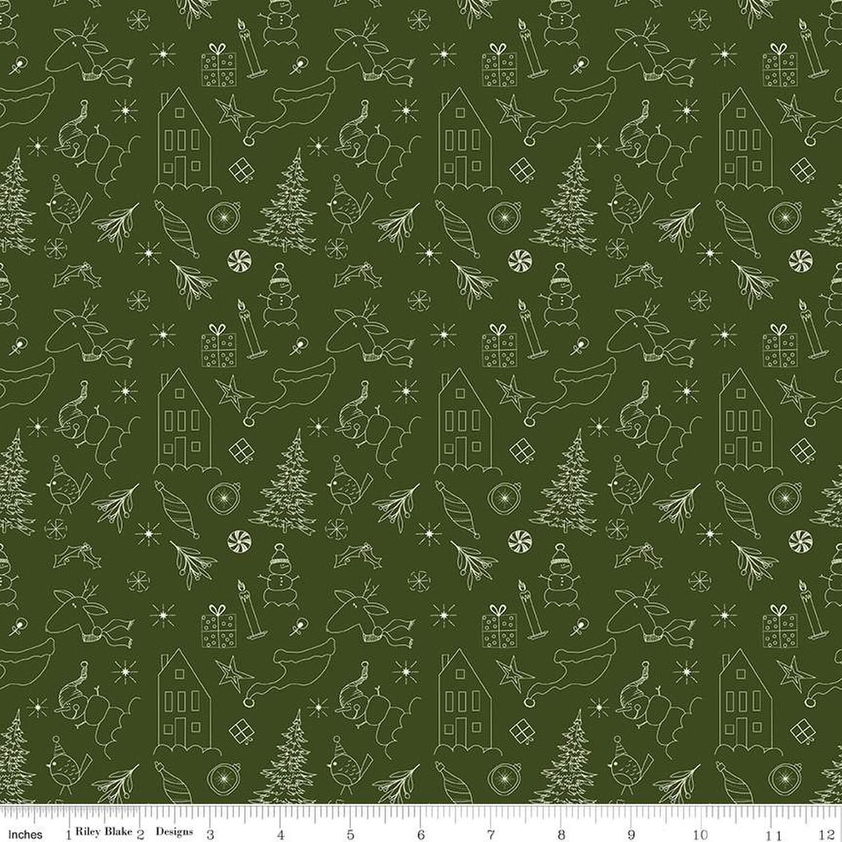 Riley Blake Christmas Is In Town, C14742-DARK GREEN, Dark Green, Sandy Gervais