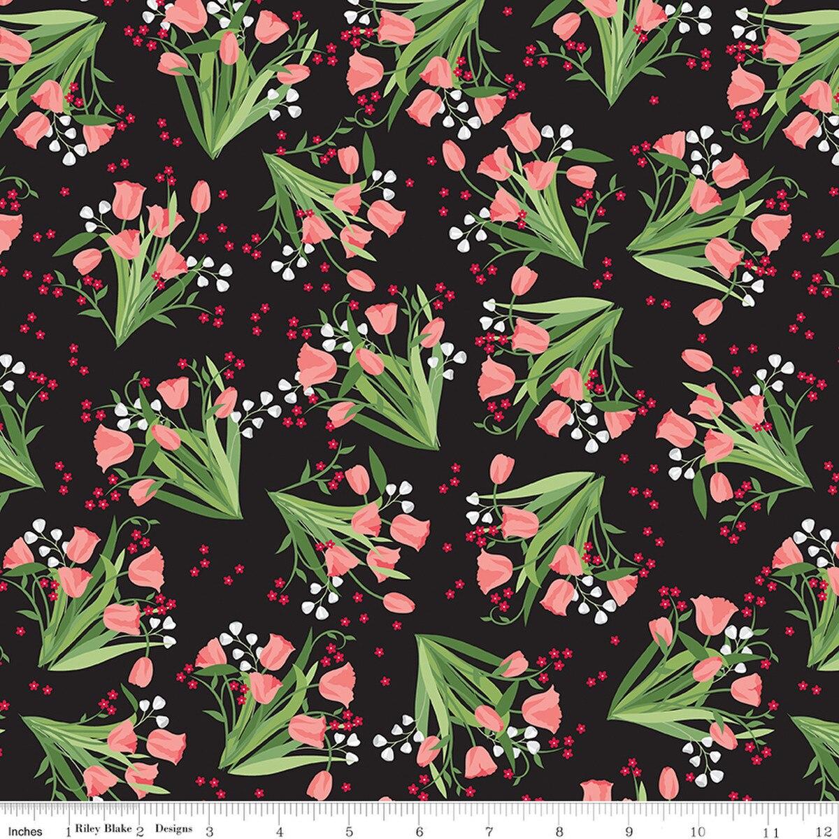 Riley Blakes Designs Front Porch, C17210-BLACK, Black,