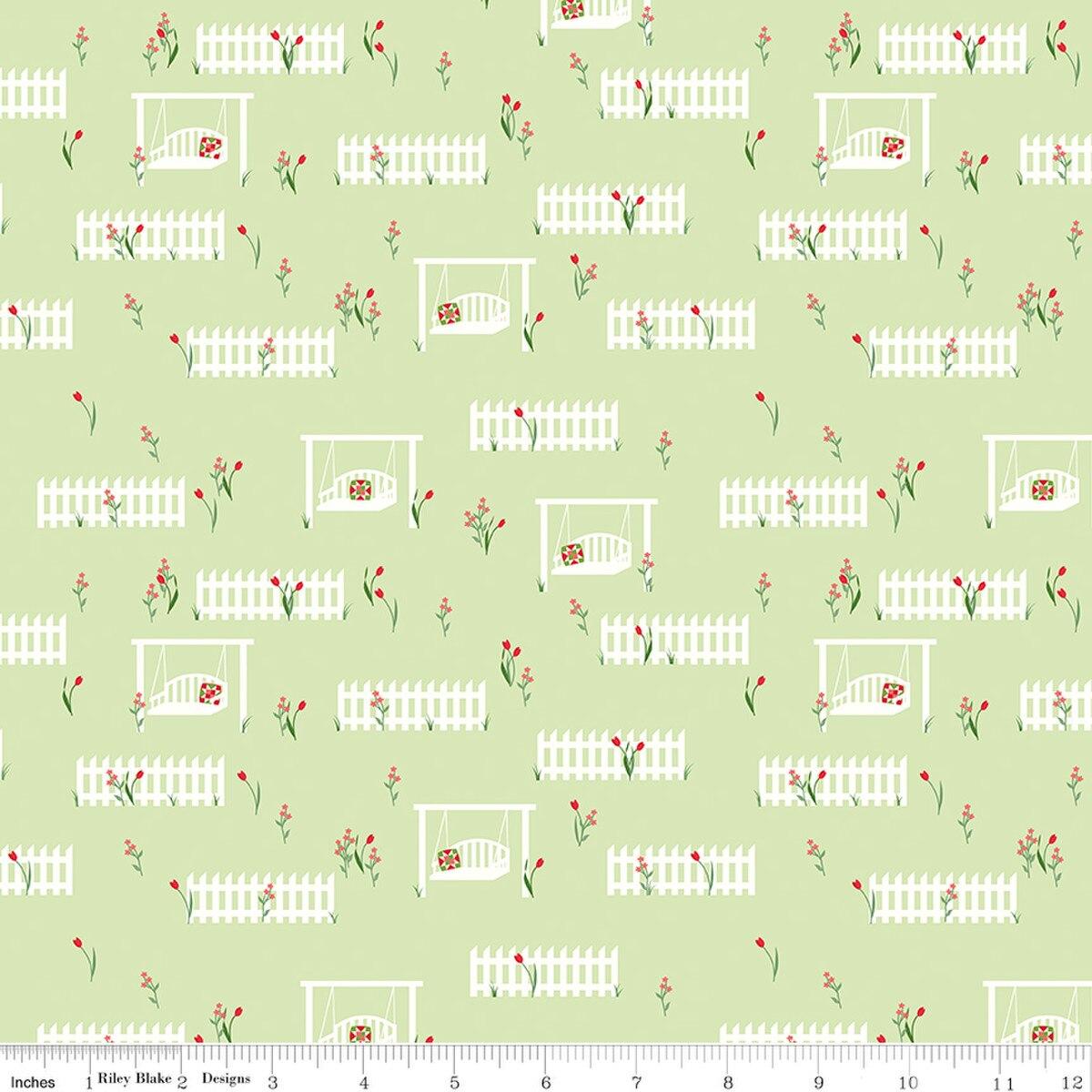Riley Blakes Designs Front Porch, C17212-GREEN, Green,