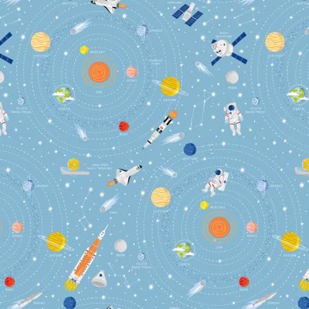 Riley Blakes Designs, Reach fot the Stars with NASA, C18330R-SKY, Sky