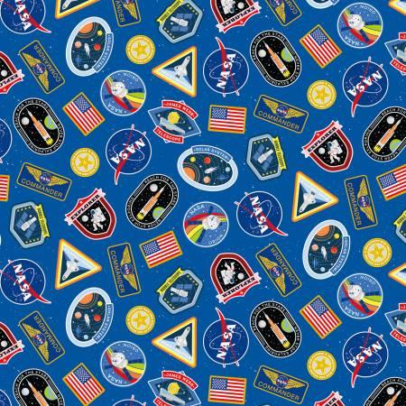 Riley Blakes Designs, Reach fot the Stars with NASA, C18331R-SAPPHIRE, Sapphire