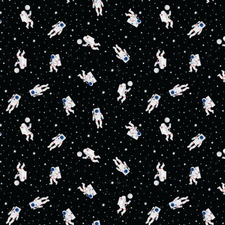 Riley Blakes Designs, Reach fot the Stars with NASA, C18333R-BLACK, Black