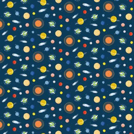 Riley Blakes Designs, Reach fot the Stars with NASA, C18335R-NAVY, Navy