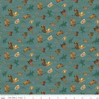 Riley Blakes Designs The Homestead, C18235R-TEAL, Teal,