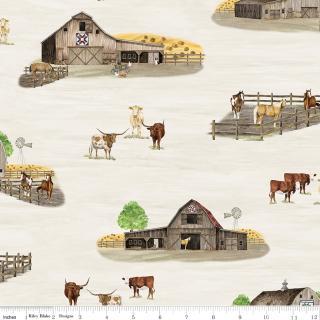 Riley Blakes Designs The Homestead, CD18230R-CREAM, Cream,