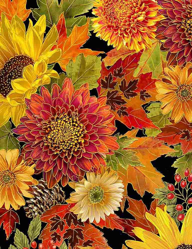Timeless Treasures Fall Is In The Air, HARVEST-CM1286, Black,