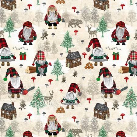 Timeless Treasures, Lumberjack Gnomes, GAIL-CD2077-CREAM, Cream