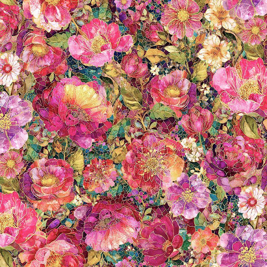 Timeless Treasures Mosaic Bee, FLEUR-CD4521, Bloom,