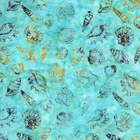 Timeless Treasures Seashells, B1379-AQUA, Aqua