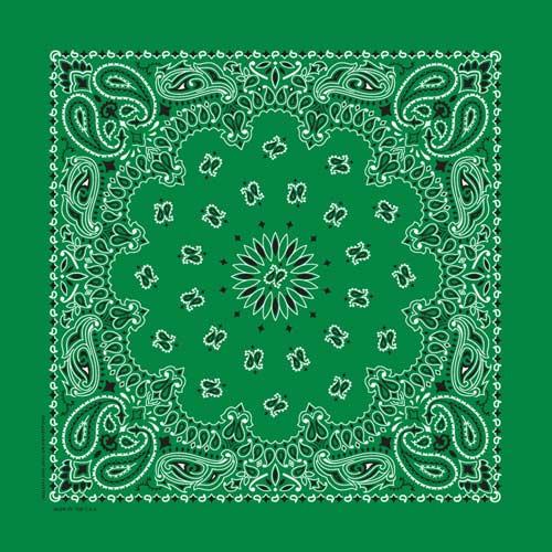 Traditional Paisley Bandanna, B22PAI-005, Kelly Green