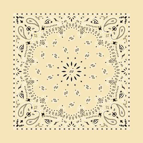 Traditional Paisley Bandanna, B22PAI-018, Beige