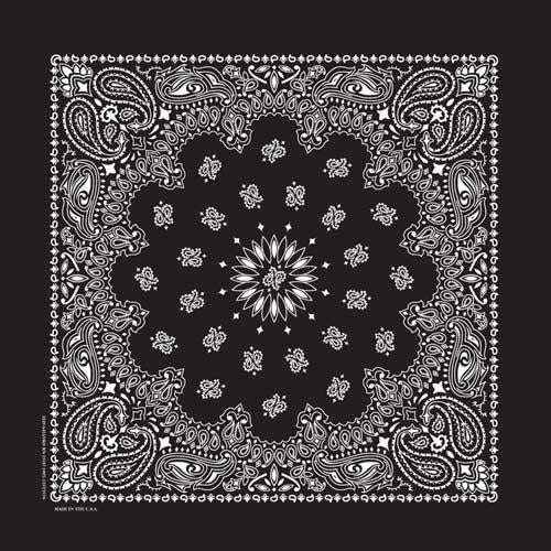 Traditional Paisley Bandanna, B22PAI-021, Black