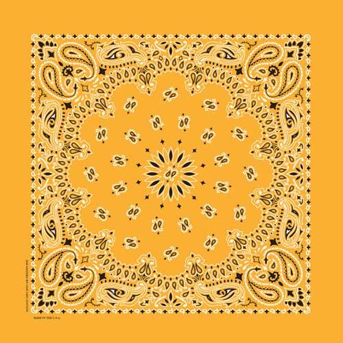 Traditional Paisley Bandanna, B22PAI-024, Gold