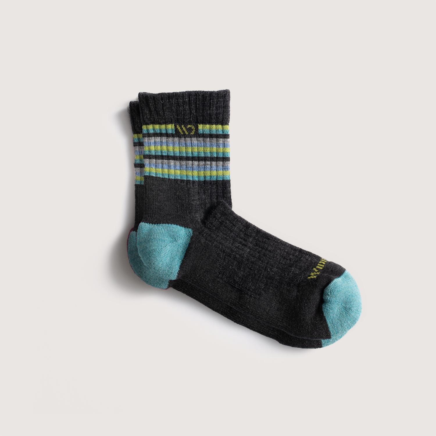 Wide Open, Multi Stripe Micro Crew Sock, 9502-CHA, Charcoal, S