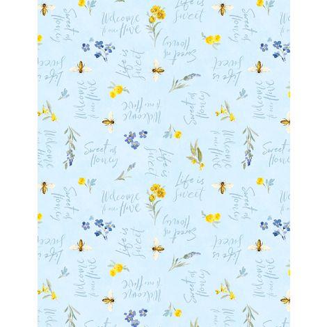 Wilmington Prints® Bees & Blooms, 1077-89285-454, Blue,