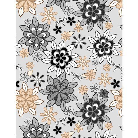 Wilmington Prints®, Cottage Reverie, 3079-48551-920, Light Gray, Flowers