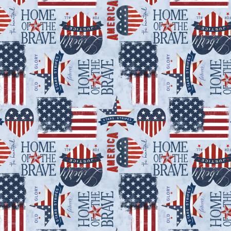 Wilmington Prints, Jungle Design Inc., Hearts Anthem, 1031-84475-434, Blue