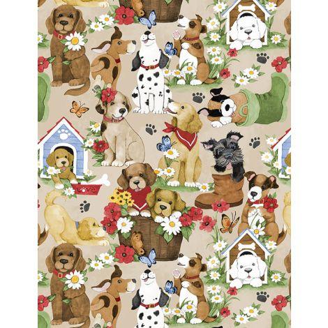 Wilmington Prints® Paws At Play, 3023-39918-223, Dark Tan,
