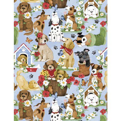 Wilmington Prints® Paws At Play, 3023-39918-423, Light Blue,