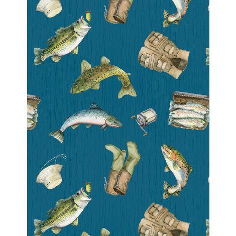 Wilmington Prints® Reeled In, 3061-21771-472, Blue,