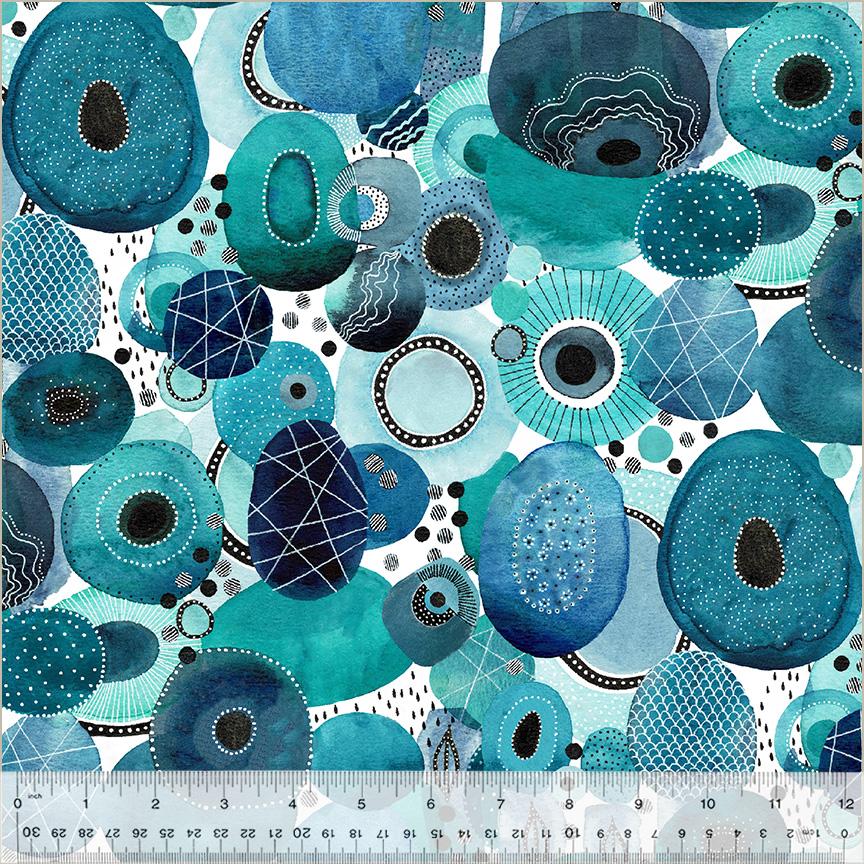 Windham Fabric Ebb & Flow, 54032DW-1DES, Aqua, Esoldo Design