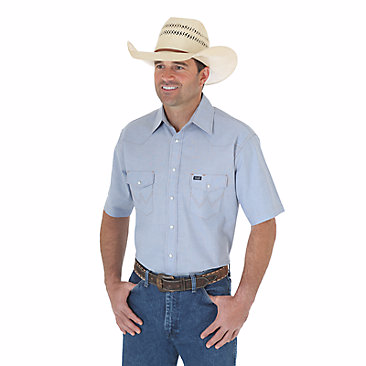 Wrangler® Cowboy Cut Western Snap Short Sleeve Shirt, 70131MW, Chambray