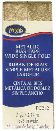 Wright Co Metallic Wide Single Fold BiasTape Gold Lame